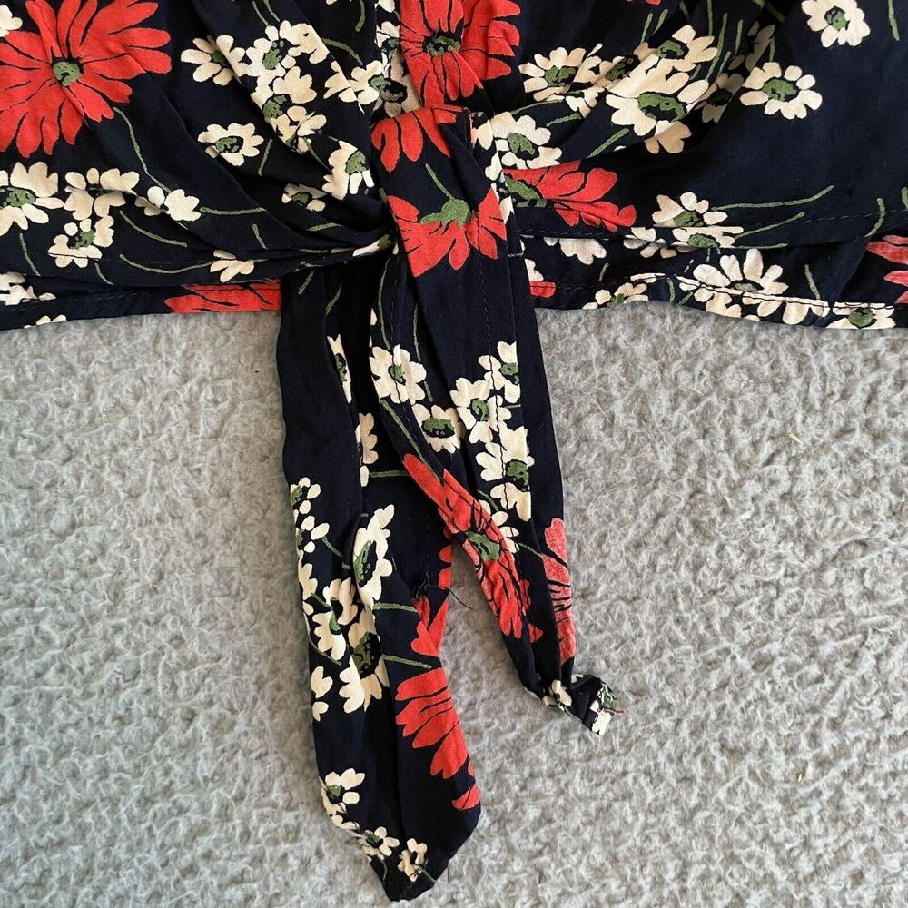 Madewell Women's Size XS HILLSIDE DAISIES Short Sleeve Tie Front Top Blouse - Picture 4 of 11